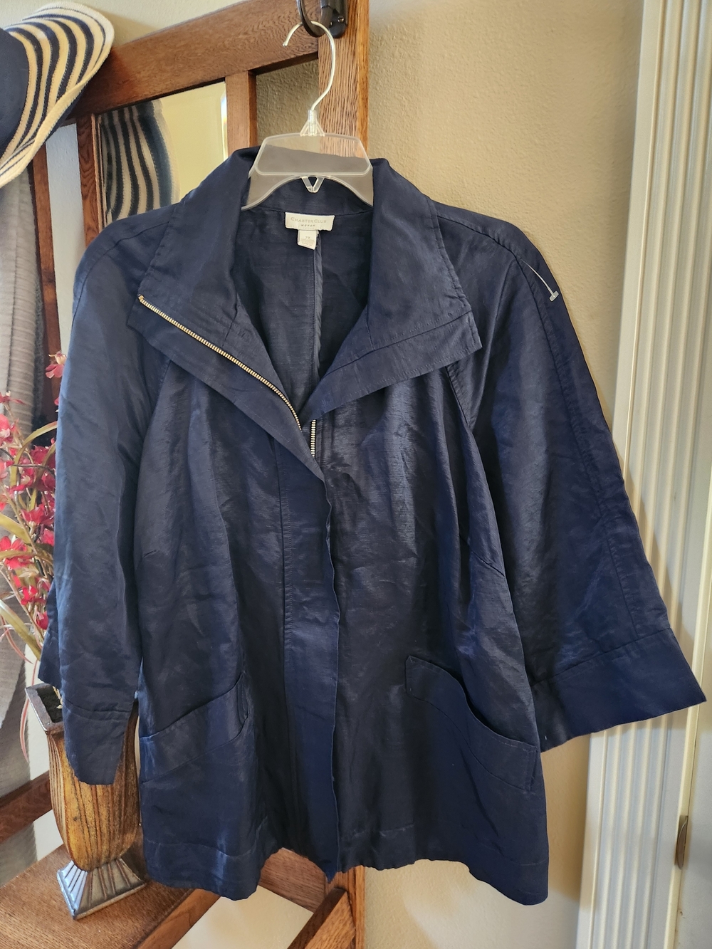 Charter Club Navy Lightweight Jacket - Classic Collar Size 2x